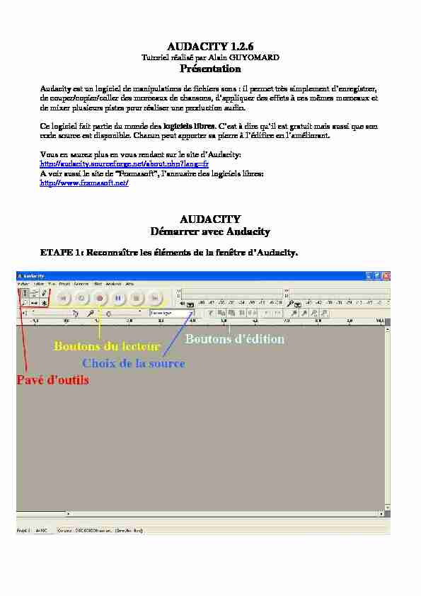 [PDF] AUDACITY 126 Présentation AUDACITY Démarrer avec Audacity