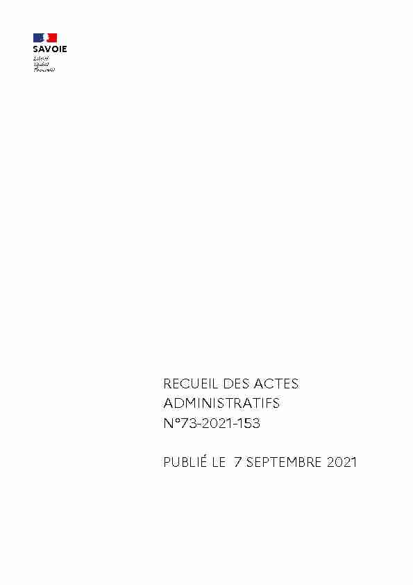 recueil des actes administratifs n°73-2021-153 publié le 7
