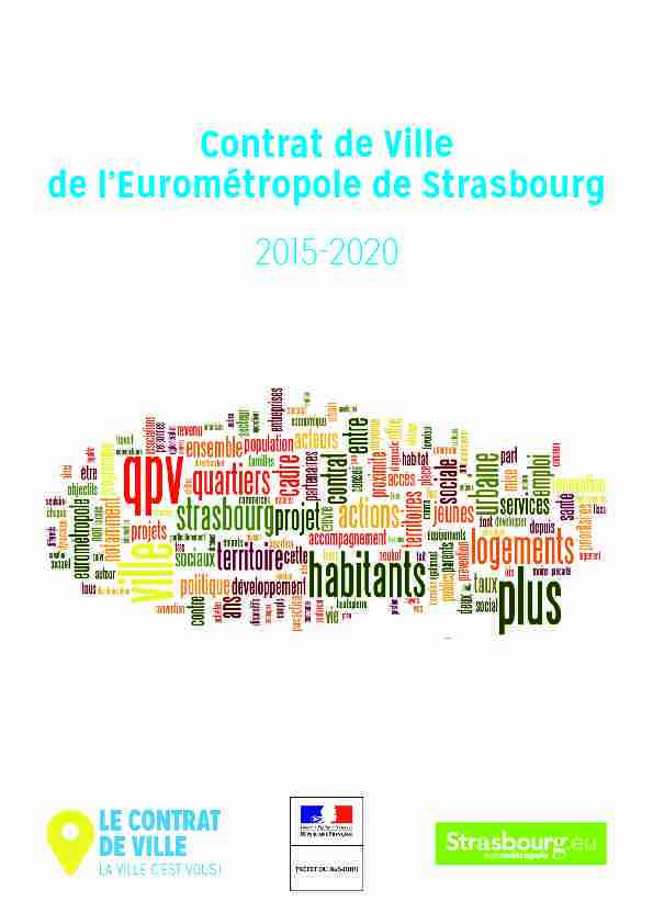 Contrat de Ville de lEurométropole de Strasbourg 2015-2020