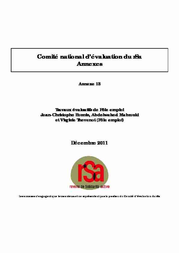 Comité national dévaluation du rSa Annexes