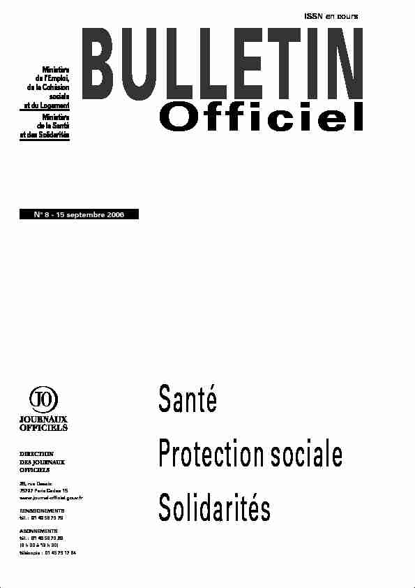 [PDF] BULLETIN Officiel - Ministère des Solidarités et de la Santé