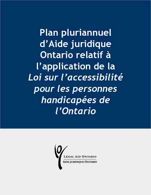 Plan pluriannuel dAide juridique Ontario relatif à lapplication de la