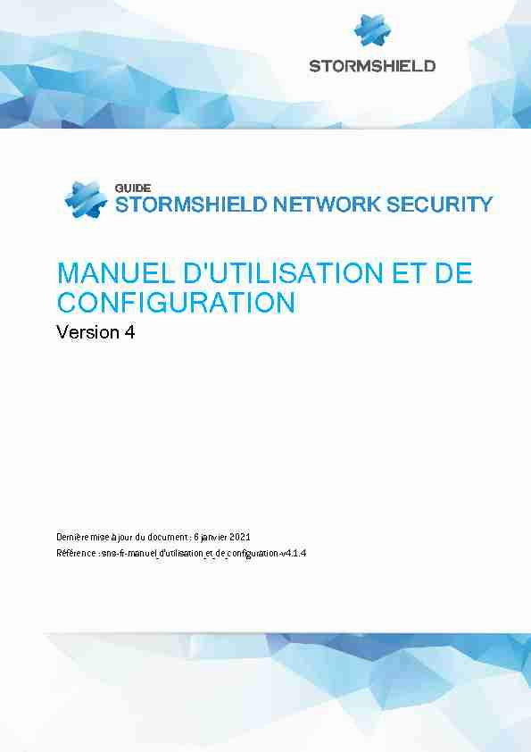 Stormshield Network Firewall - Manuel dutilisation et de configuration