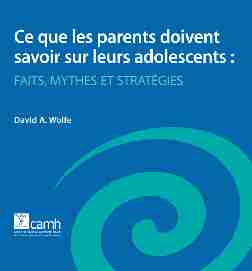[PDF] Ce que les parents doivent savoir sur leurs adolescents - CAMH