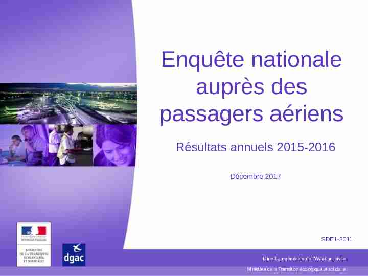 Enquête Nationale auprès des Passagers Aériens 2015-2016