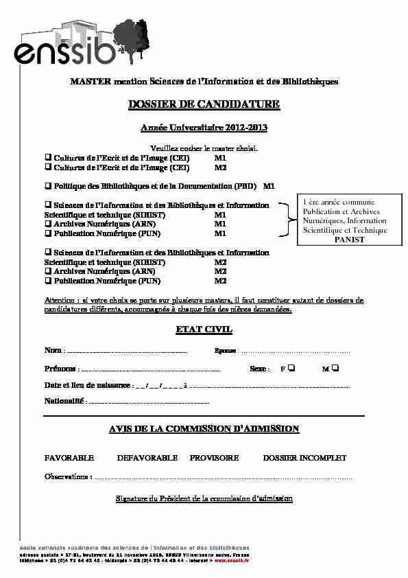 [PDF] DOSSIER DE CANDIDATURE