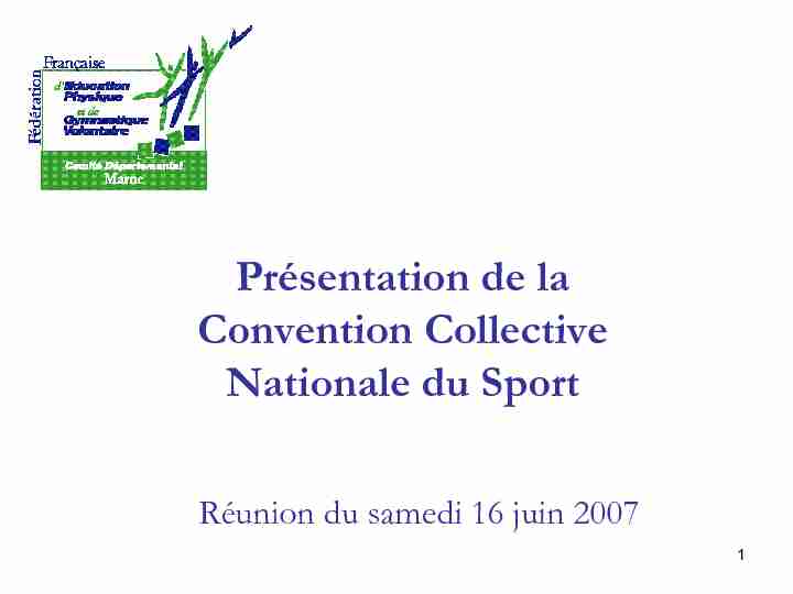 [PDF] Présentation de la Convention Collective Nationale du Sport
