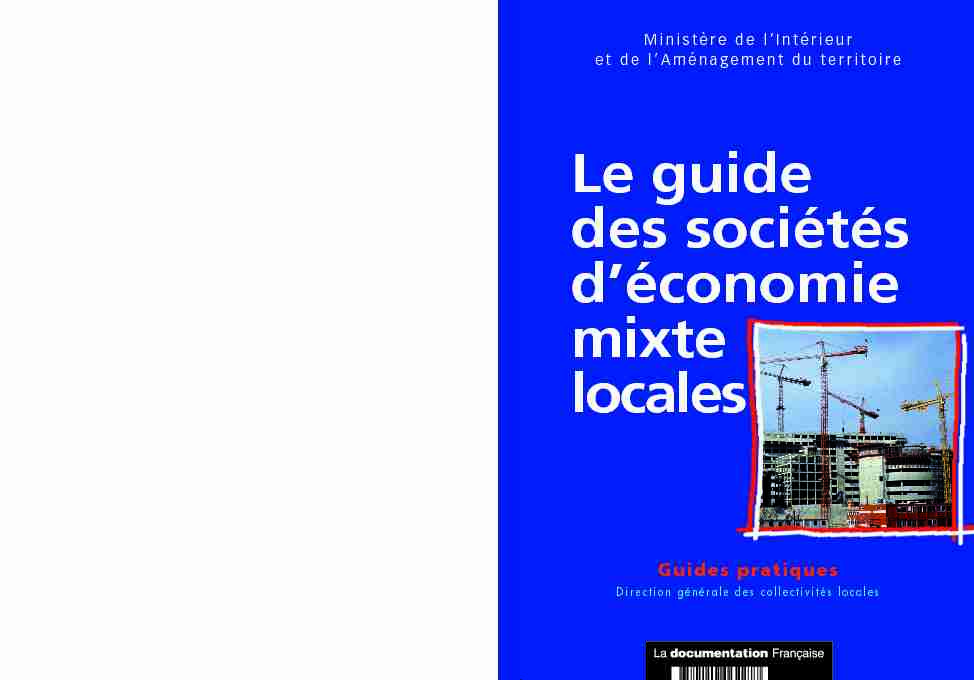[PDF] Le guide des sociétés déconomie mixte locales - Collectivités locales