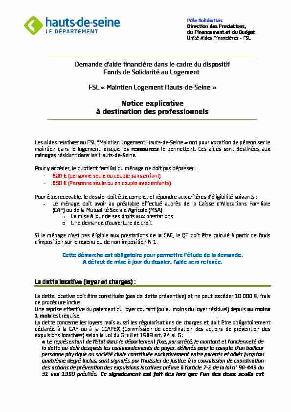 2020-09-Notice explicative dispositif FSL Maintien Logement CD92