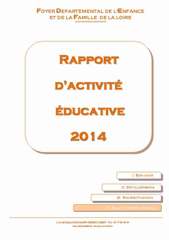 Rapport dactivité éducative 2014