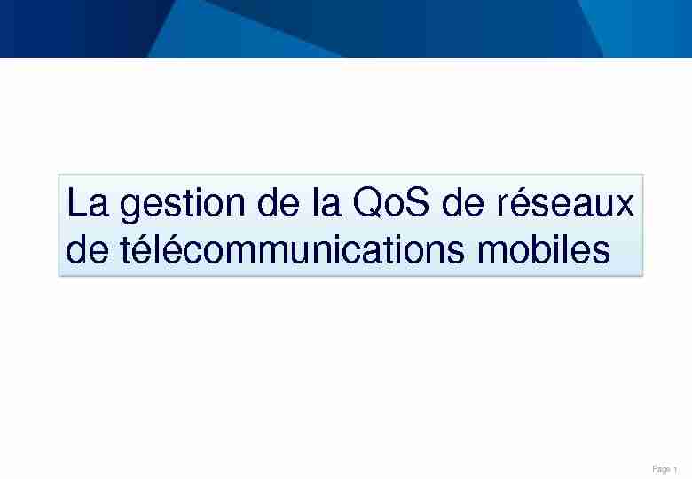 La gestion de la QoS de réseaux de télécommunications mobiles