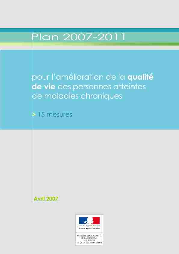 Plan 2007-2011 - Ministère des Solidarités et de la Santé