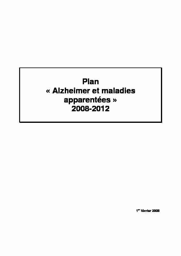 Plan « Alzheimer et maladies apparentées » 2008-2012