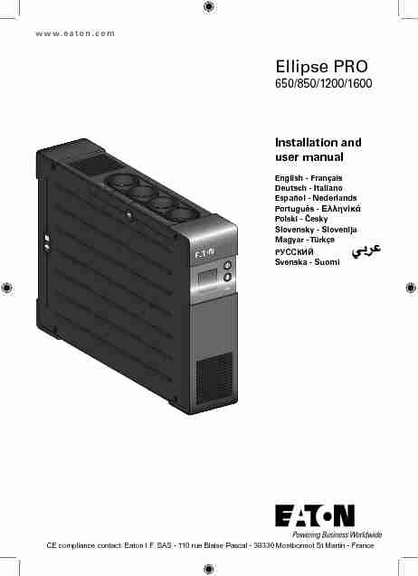 [PDF] Eaton Ellipse PRO UPS 650/800/1200/1600 VA Installation and user