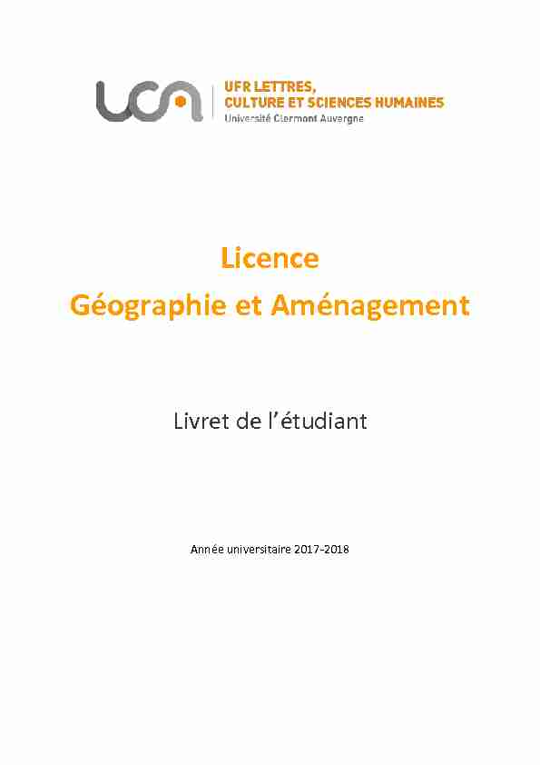 Licence Géographie et Aménagement
