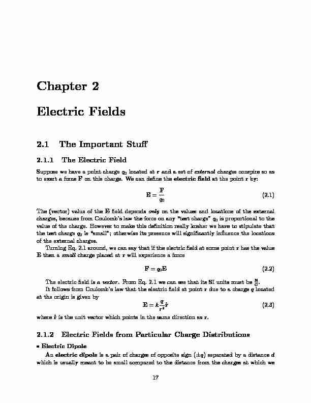 Chapter 2 Electric Fields