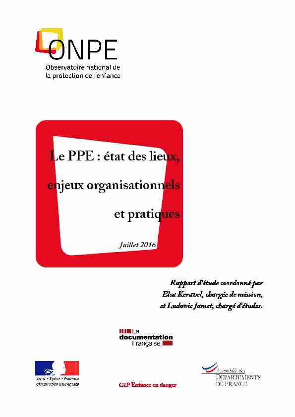 Le PPE : état des lieux enjeux organisationnels et pratiques