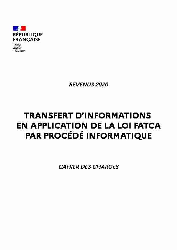 Cahier des Charges FATCA XML V4.3 20200223
