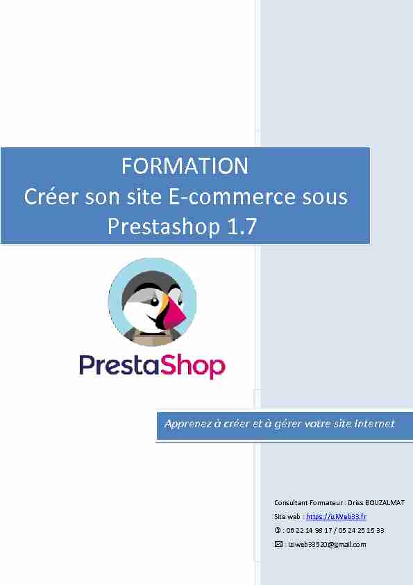 FORMATION Créer son site E-commerce sous Prestashop 1.7
