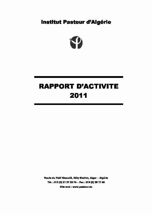 RAPPORT DA RAPPORT DACTIVITE 2011 DACTIVITE