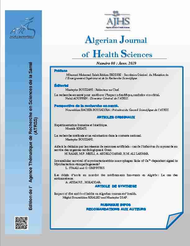 Algerian Journal of Health Sciences