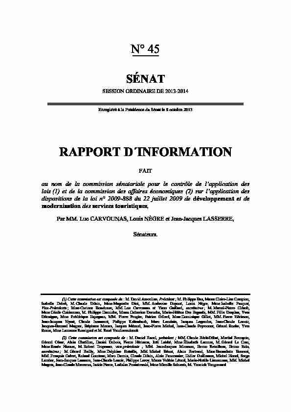 [PDF] Rapport Tourisme - Sénat