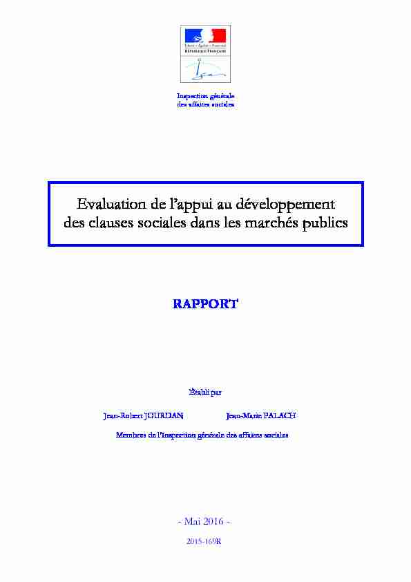 Evaluation de lappui au développement des clauses sociales dans