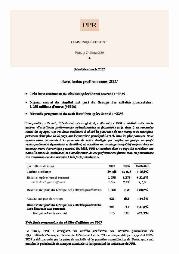 [PDF] Résultats annuels 2007