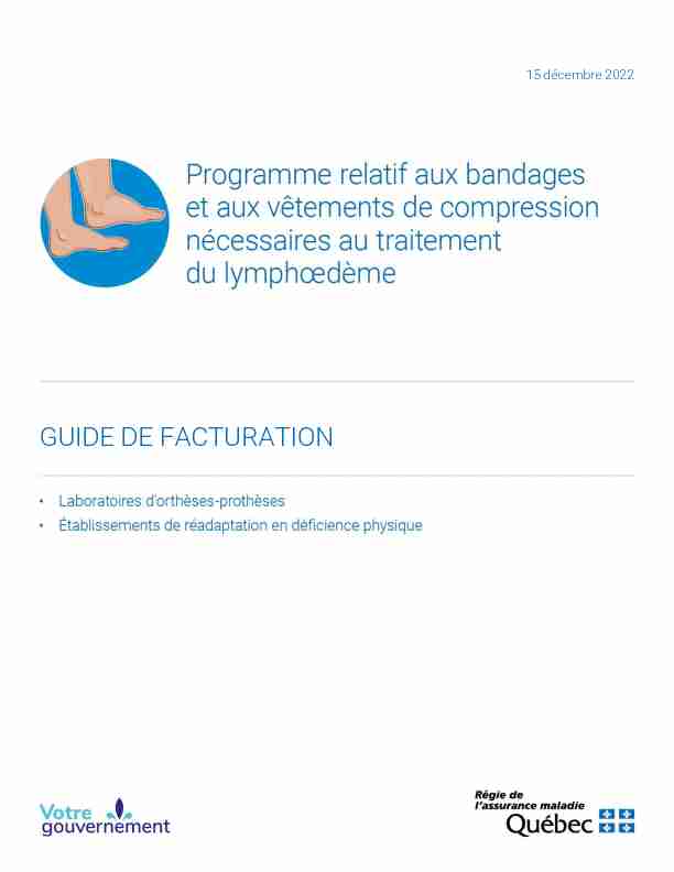 Introduction / Manuel du programme relatif aux bandages et au