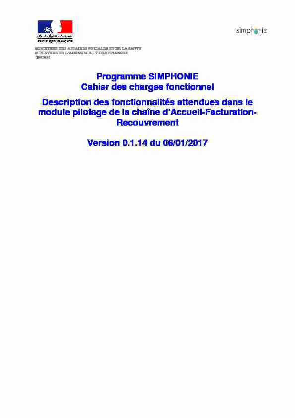 Programme SIMPHONIE Cahier des charges fonctionnel