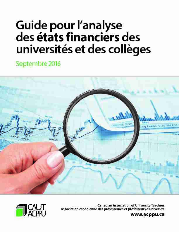 [PDF] Guide pour lanalyse des états financiers des universités et  - CAUT