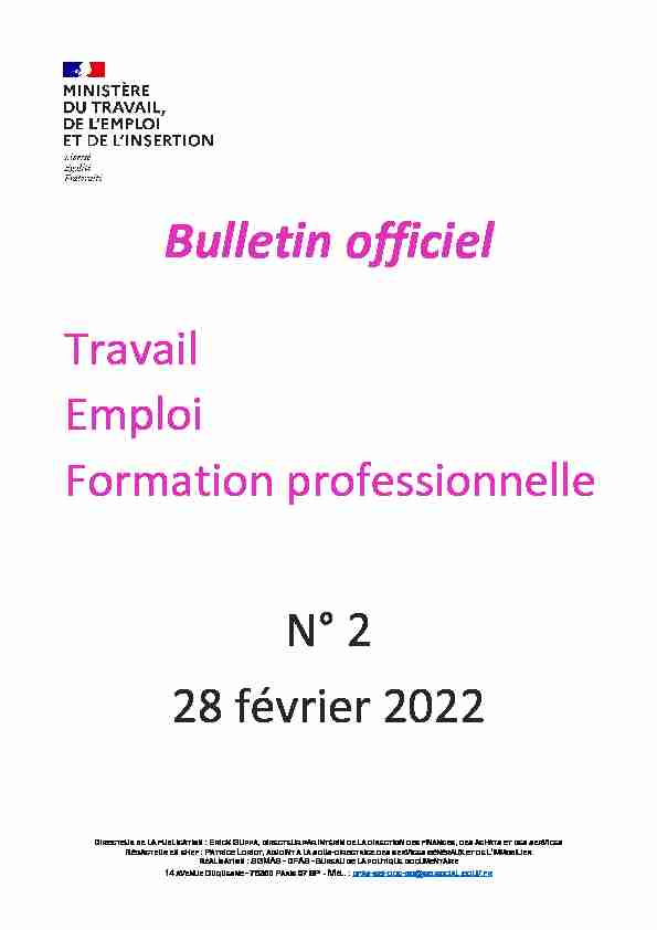 Bulletin officiel Travail - Emploi - Formation professionnelle n° 2022