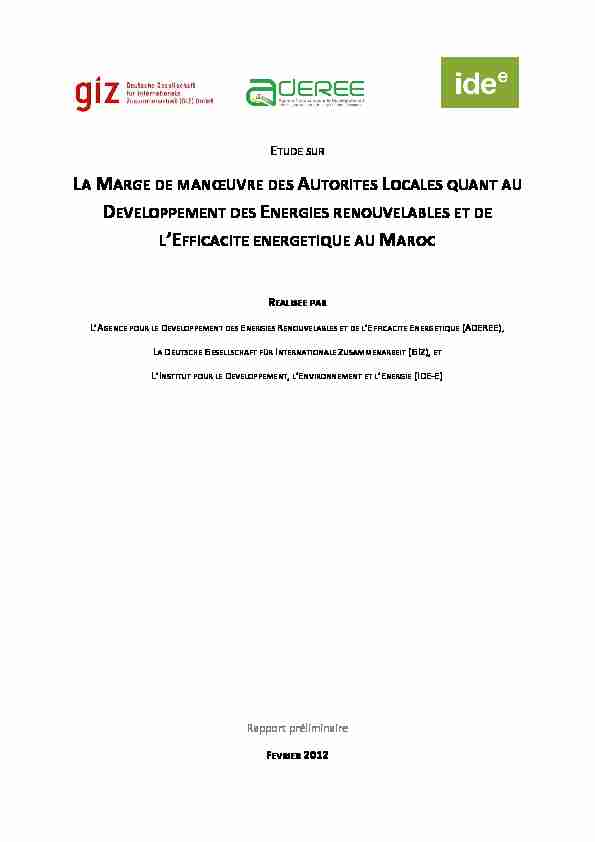 LA MARGE DE MANŒUVRE DES AUTORITES LOCALES QUANT