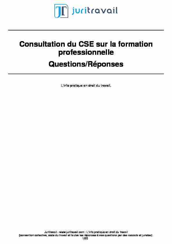 Consultation du CSE sur la formation professionnelle Questions