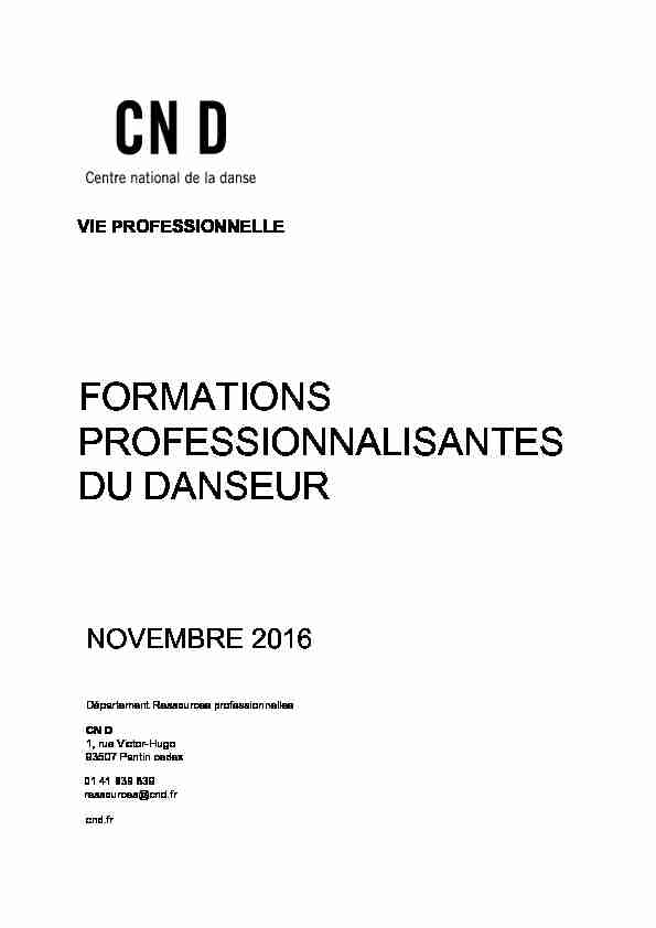 FORMATIONS PROFESSIONNALISANTES DU DANSEUR