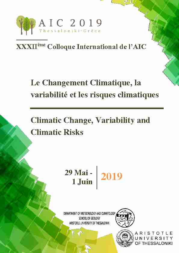 Le Changement Climatique la variabilité et les risques climatiques