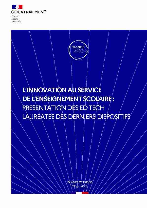 LINNOVATION AU SERVICE DE LENSEIGNEMENT SCOLAIRE