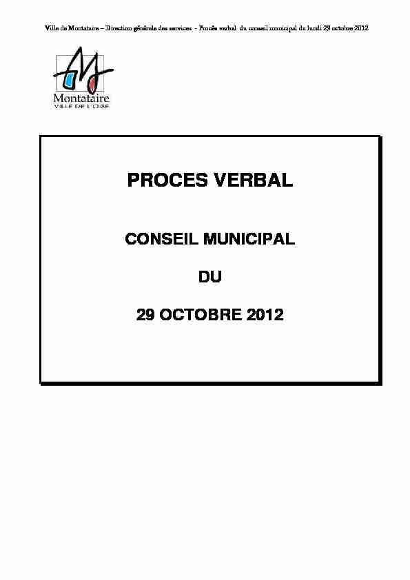 Ville de Montataire - Procès verbal du conseil municipal du lundi 29