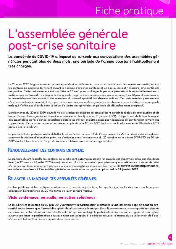 [PDF] Lassemblée générale post-crise sanitaire - Socaf
