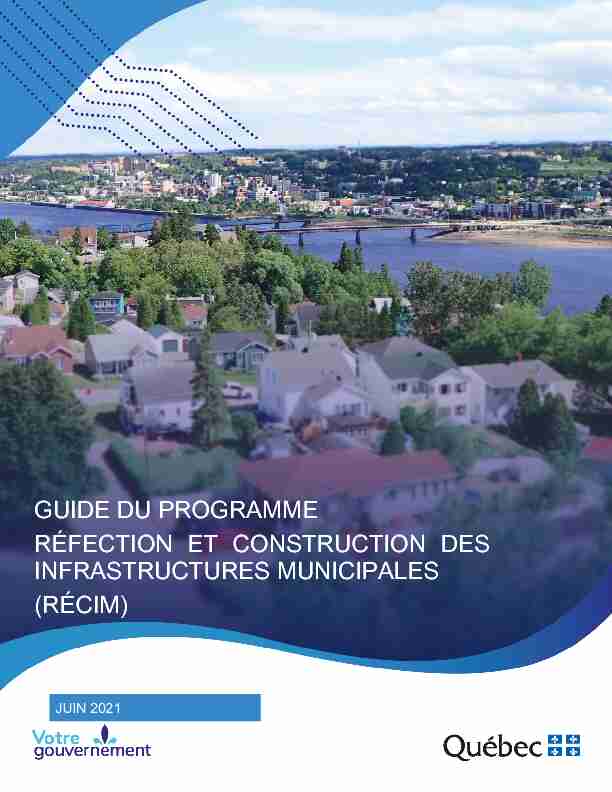 Guide du programme Réfection et construction des infrastructures