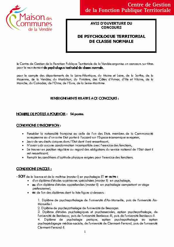 [PDF] DE PSYCHOLOGUE TERRITORIAL DE CLASSE NORMALE - CDG 35