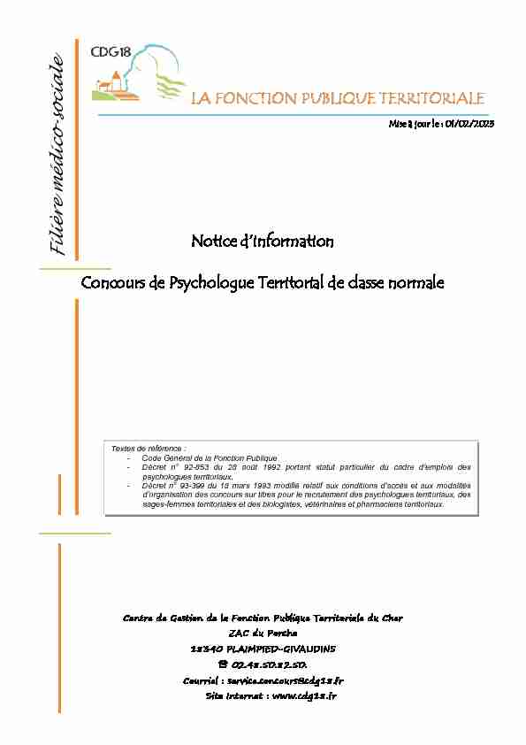 [PDF] Concours - Psychologue - CDG18