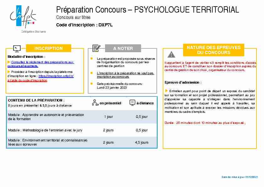 pdf Préparation Concours – PSYCHOLOGUE TERRITORIAL - CNFPT
