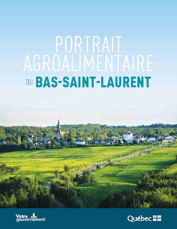 Portrait agroalimentaire du Bas-St-Laurent