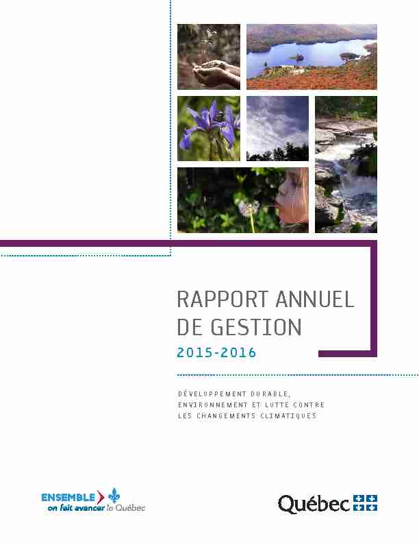 Rapport annuel de gestion 2015-2016 du ministère du