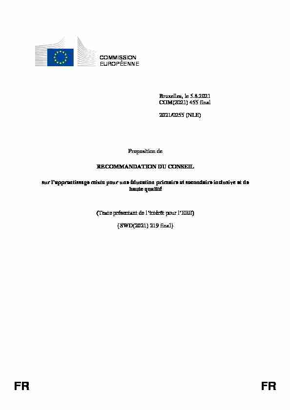 COMMISSION EUROPÉENNE Bruxelles le 5.8.2021 COM(2021