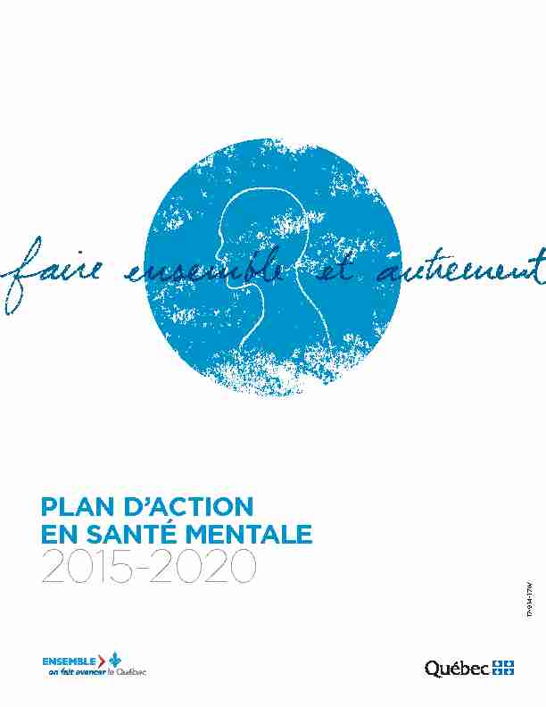 Plan daction en santé mentale 2015-2020