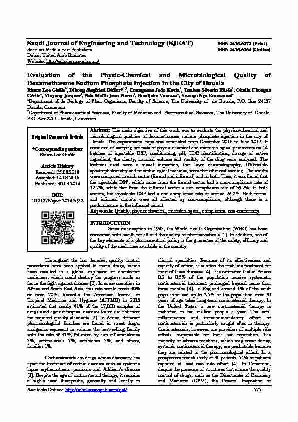 Evaluation of the Physic-Chemical and Microbiological Quality of