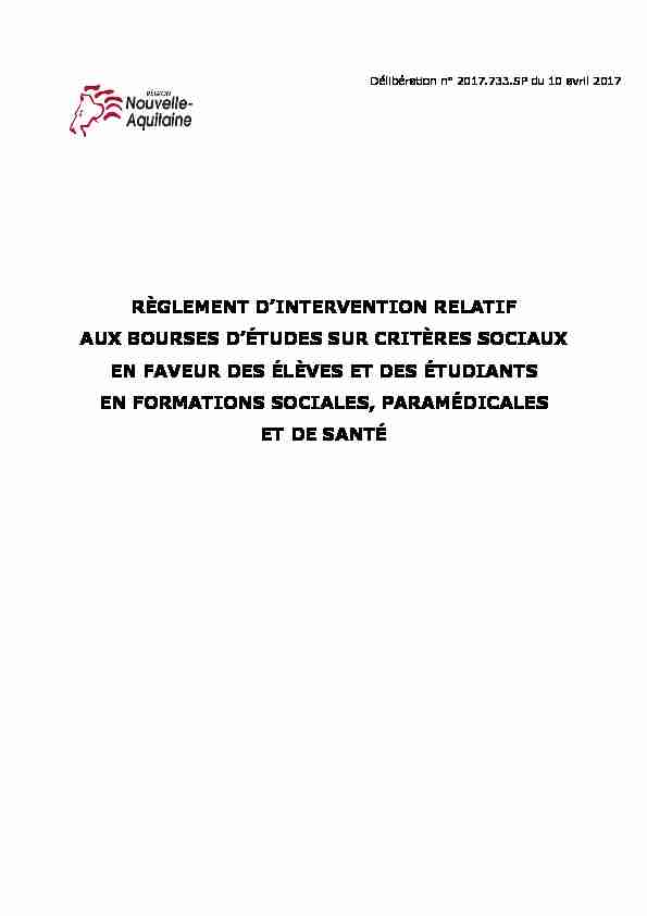 RÈGLEMENT D’INTERVENTION RELATIF AUX  - Guide des Aides