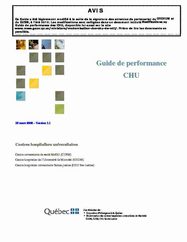 Guide de performance CHU